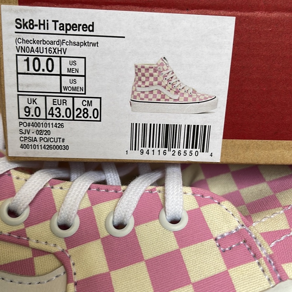 Vans Sk8-Hi Tapered Checkerboard Fchsapk/True White sneakers Men’s - Picture 16 of 16